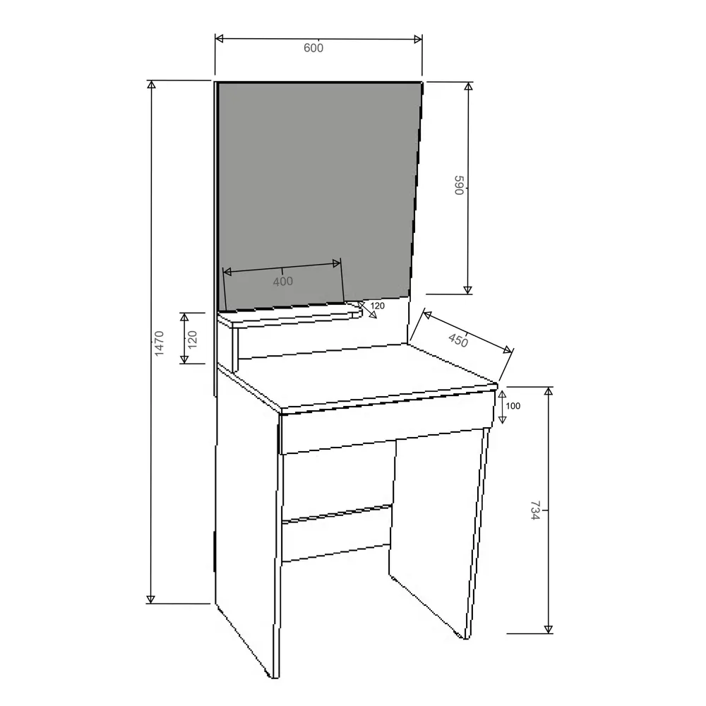 Фото 4 Туалетный столик с зеркалом Нева ТЛС 60x147x45 см цвет венге Фото 4 Туалетный столик с зеркалом Нева ТЛС 60x147x45 см цвет венге