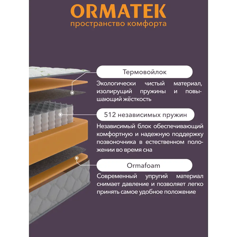 Фото 10 Матрас Орматек Sleep Classic 80x200 см, независимый пружинный блок, односпальный