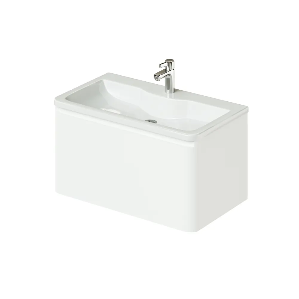 Фото Тумба с раковиной в ванную, тумба для ванной Итана Roberto 80 подвесная эмаль цвет белый глянец Фото Тумба с раковиной в ванную, тумба для ванной Итана Roberto 80 подвесная эмаль цвет белый глянец