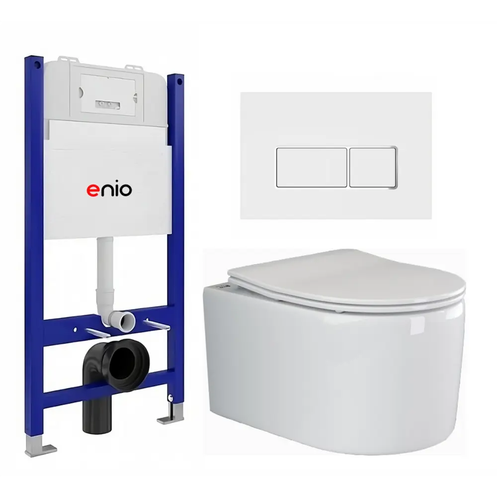 Фото Комплект 3 в 1 инсталляция Enio Tecnico с унитазом подвесным Ceramica Nova Moments CN3003 кнопка белая, окантовка хром Rettangolo Фото Комплект 3 в 1 инсталляция Enio Tecnico с унитазом подвесным Ceramica Nova Moments CN3003 кнопка белая, окантовка хром Rettangolo