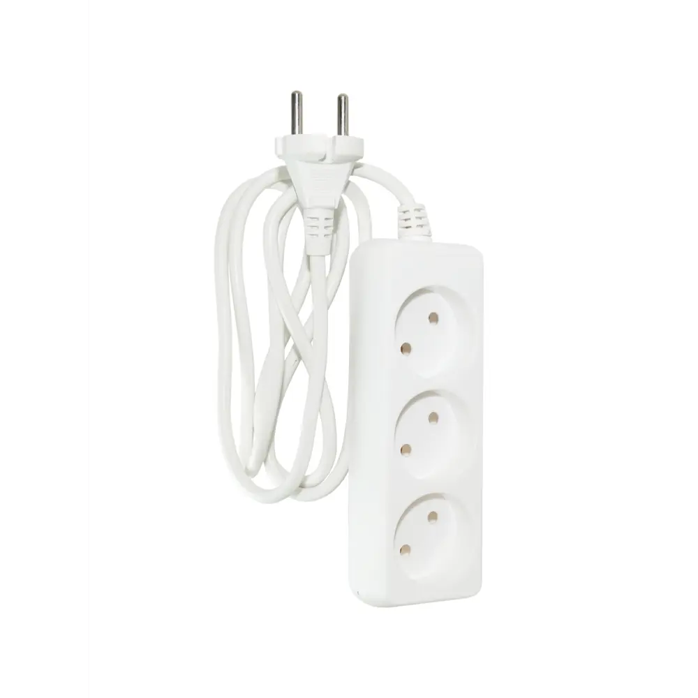 Фото 3 Удлинитель бытовой Jilion 9534129 2x1 7 м 3 розетки без заземления 3500 Вт цвет белый