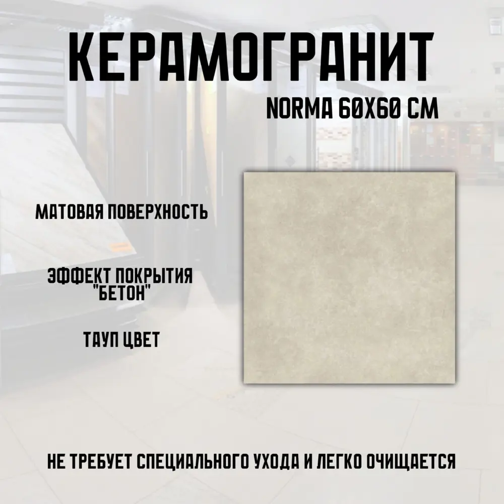 Фото 2 Керамогранит Novin Ceram Norma Taupe 60x60 см 1.44 м2 цвет тауп Фото 2 Керамогранит Novin Ceram Norma Taupe 60x60 см 1.44 м2 цвет тауп