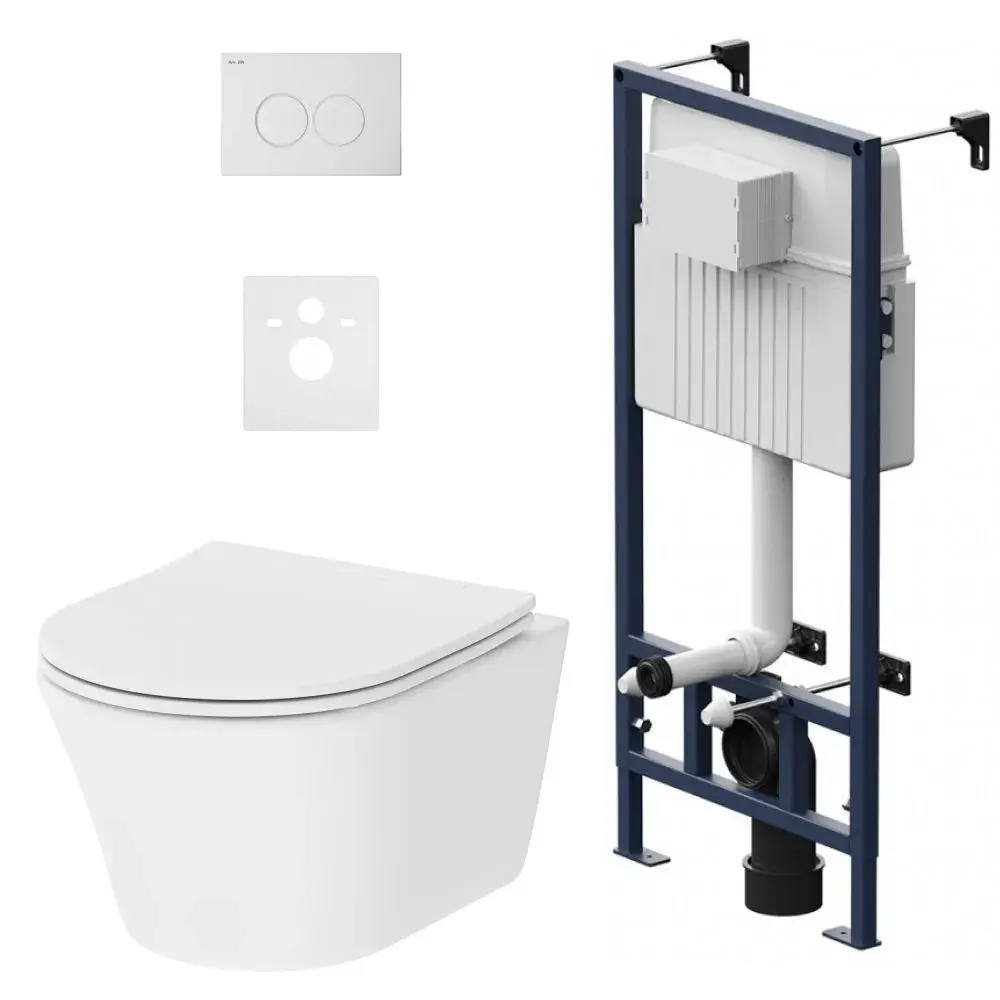 Фото Инсталляция с подвесным унитазом Damixa Venus DX16.IS40101.1702 безободковый, с сиденьем микролифт, клавиша Round белый Фото Инсталляция с подвесным унитазом Damixa Venus DX16.IS40101.1702 безободковый, с сиденьем микролифт, клавиша Round белый