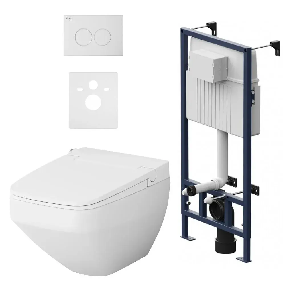 Фото 9 Инсталляция с подвесным унитазом Am.pm Inspire V2.0 IS70101.CCC50A безободковый, клавиша ProC L белый глянцевый Фото 9 Инсталляция с подвесным унитазом Am.pm Inspire V2.0 IS70101.CCC50A безободковый, клавиша ProC L белый глянцевый