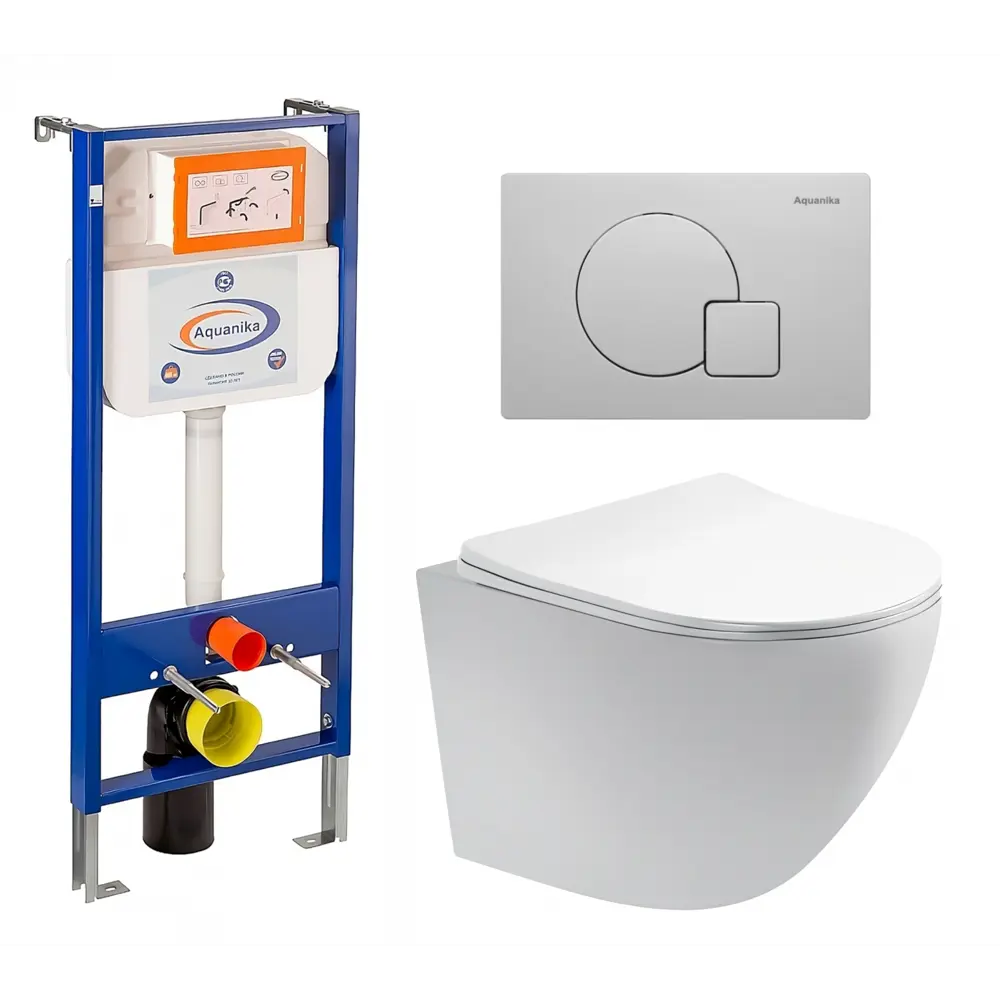Фото Комплект инсталляции 3 в 1: инсталляция Enio Aquanika унитаз подвесной Акватек Европа кнопка белая Фото Комплект инсталляции 3 в 1: инсталляция Enio Aquanika унитаз подвесной Акватек Европа кнопка белая