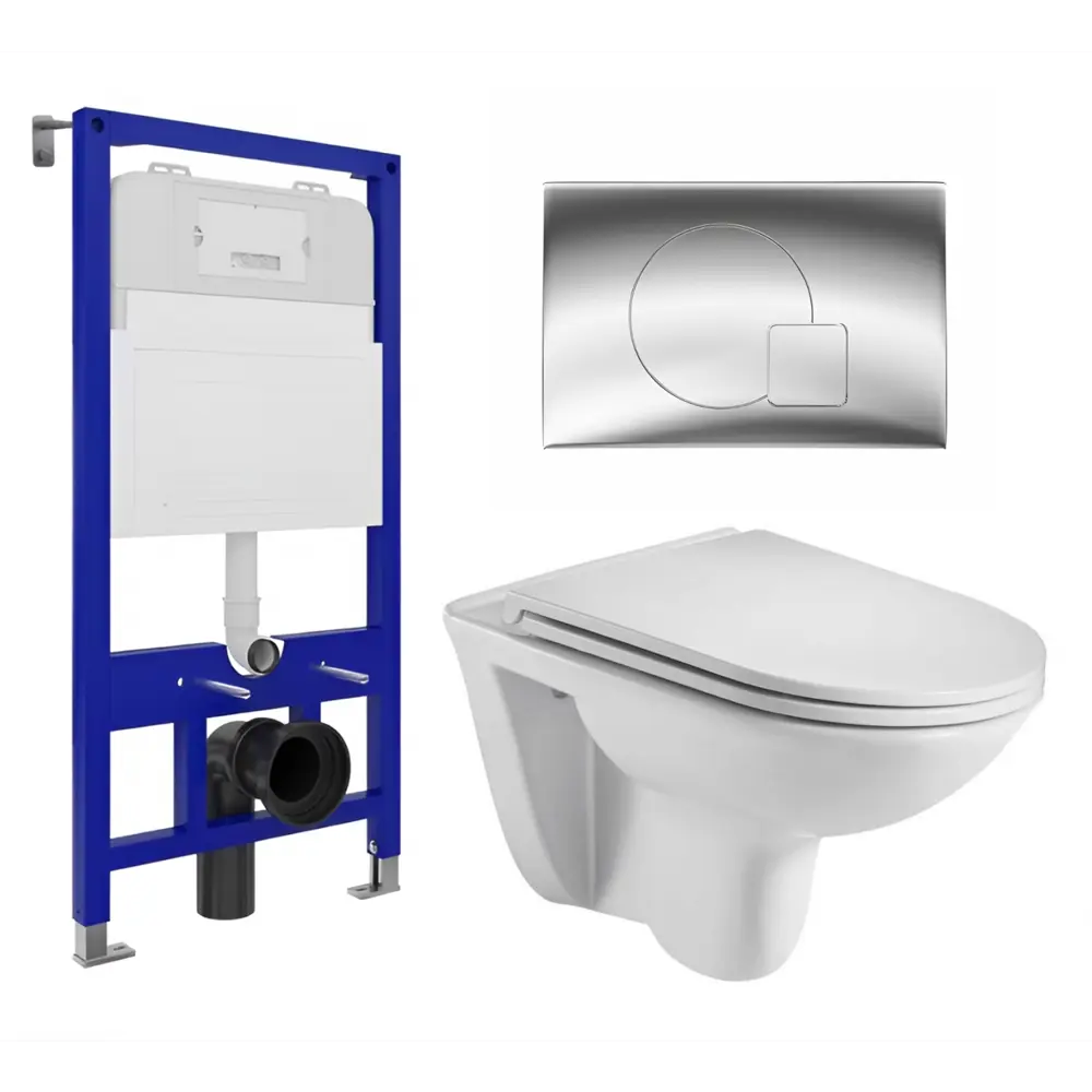 Фото Комплект инсталляции 3 в 1: инсталляция Enio Tecnico унитаз подвесной WeltWasser Baarbach GL-WT кнопка хром Geometria Фото Комплект инсталляции 3 в 1: инсталляция Enio Tecnico унитаз подвесной WeltWasser Baarbach GL-WT кнопка хром Geometria