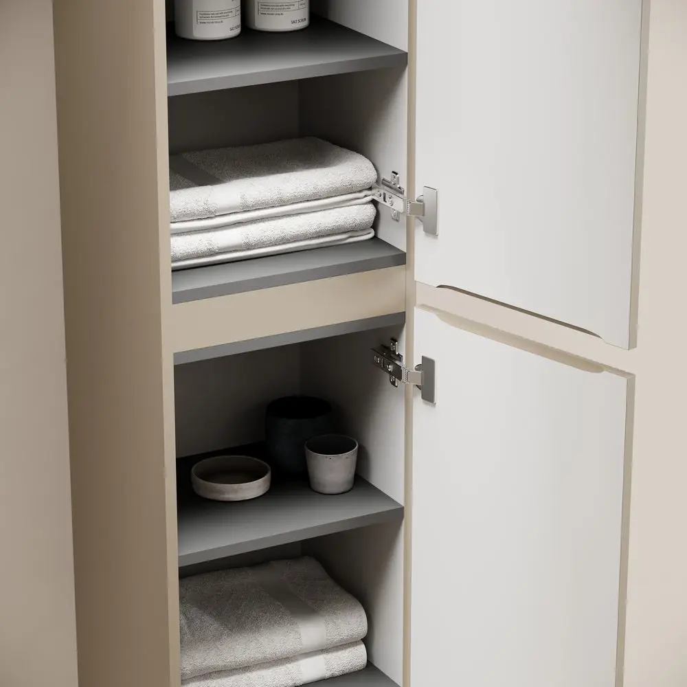 Фото 4 Пенал для ванной Sancos Code PCD35GB 35x35x165 см с полками подвесной цвет серо-бежевый Фото 4 Пенал для ванной Sancos Code PCD35GB 35x35x165 см с полками подвесной цвет серо-бежевый