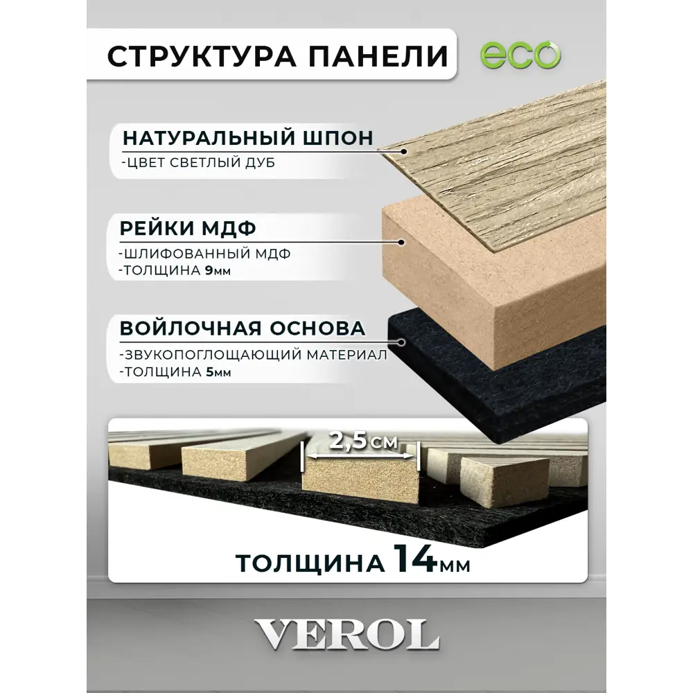 Фото 3 Реечная панель Verol Светлый дуб коричневый 600x600x14мм 1.44м² 4шт Фото 3 Реечная панель Verol Светлый дуб коричневый 600x600x14мм 1.44м² 4шт