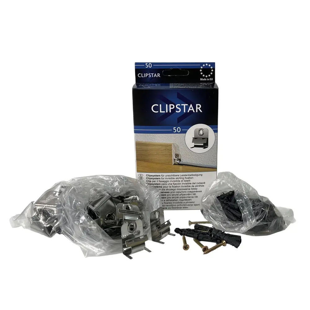 Фото Клипсы монтажные Pedross clipstar new для шпонированного плинтуса 50 шт