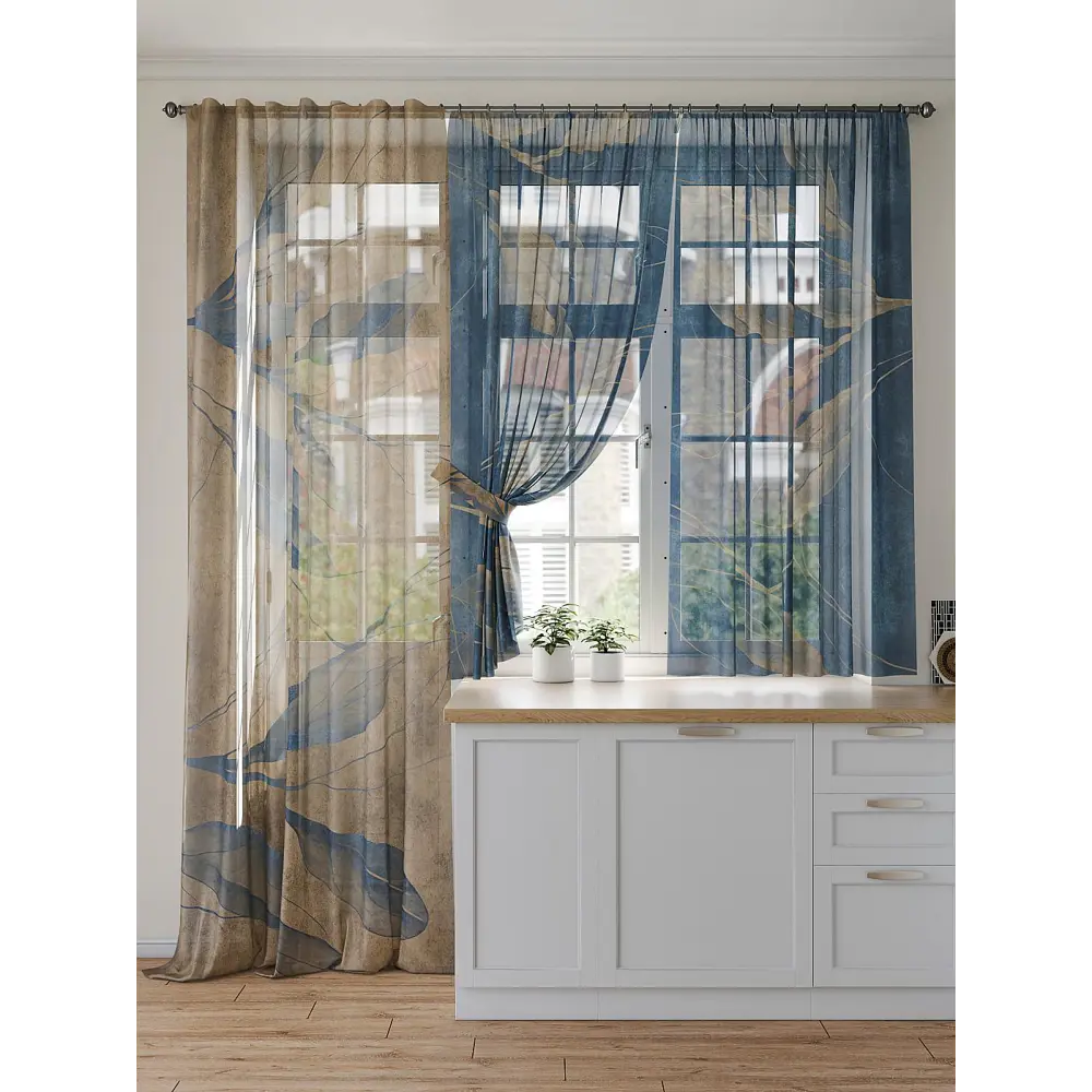 Фото 4 Тюль на ленте At Home Хентролс AT567040 150x250 см вуаль цвет синий Фото 4 Тюль на ленте At Home Хентролс AT567040 150x250 см вуаль цвет синий