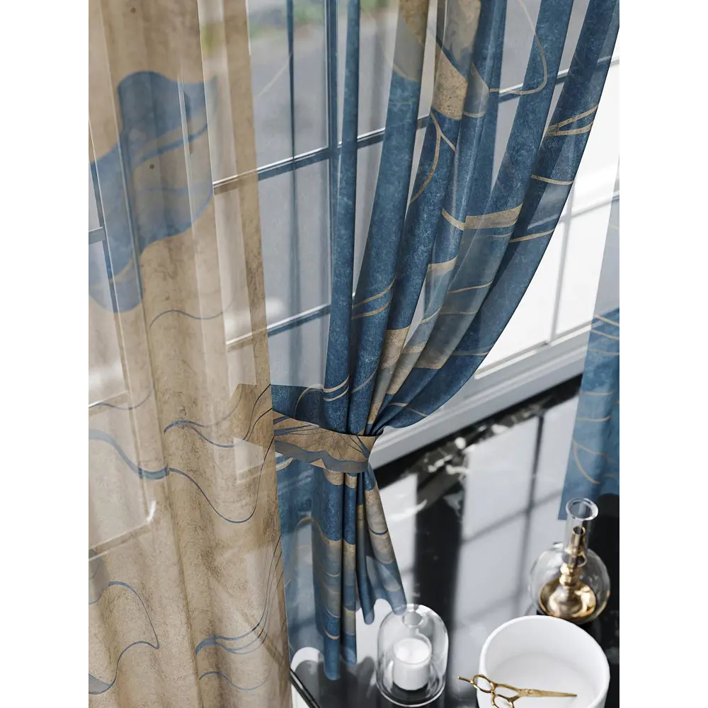 Фото 7 Тюль на ленте At Home Хентролс AT567040 150x250 см вуаль цвет синий Фото 7 Тюль на ленте At Home Хентролс AT567040 150x250 см вуаль цвет синий