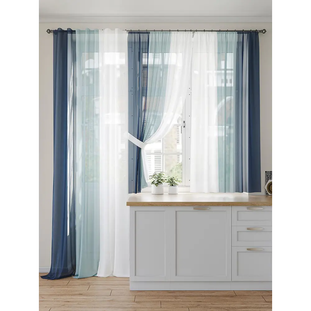 Фото 4 Тюль на ленте At Home Ролгрост AT567071 150x250 см вуаль цвет синий Фото 4 Тюль на ленте At Home Ролгрост AT567071 150x250 см вуаль цвет синий