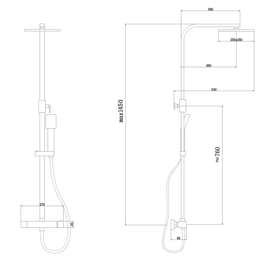 Фото 3 Душевая стойка Abber AF8260NGL 1 режимная цвет никель