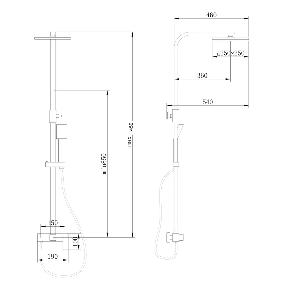 Фото 3 Душевая стойка Abber AF8220BL 1 режимная цвет черный матовый Фото 3 Душевая стойка Abber AF8220BL 1 режимная цвет черный матовый