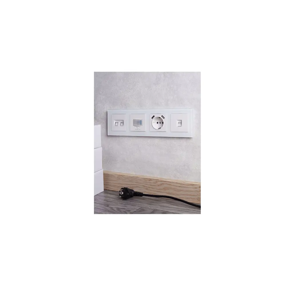 Фото 8 Рамка для розеток и выключателей Iek Brite 4 поста стекло цвет белый