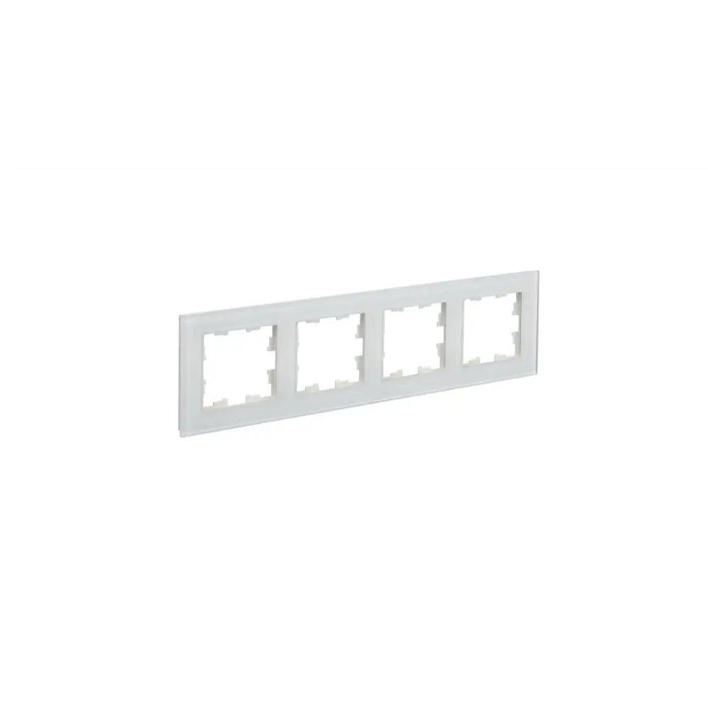 Фото Рамка для розеток и выключателей Iek Brite 4 поста стекло цвет белый