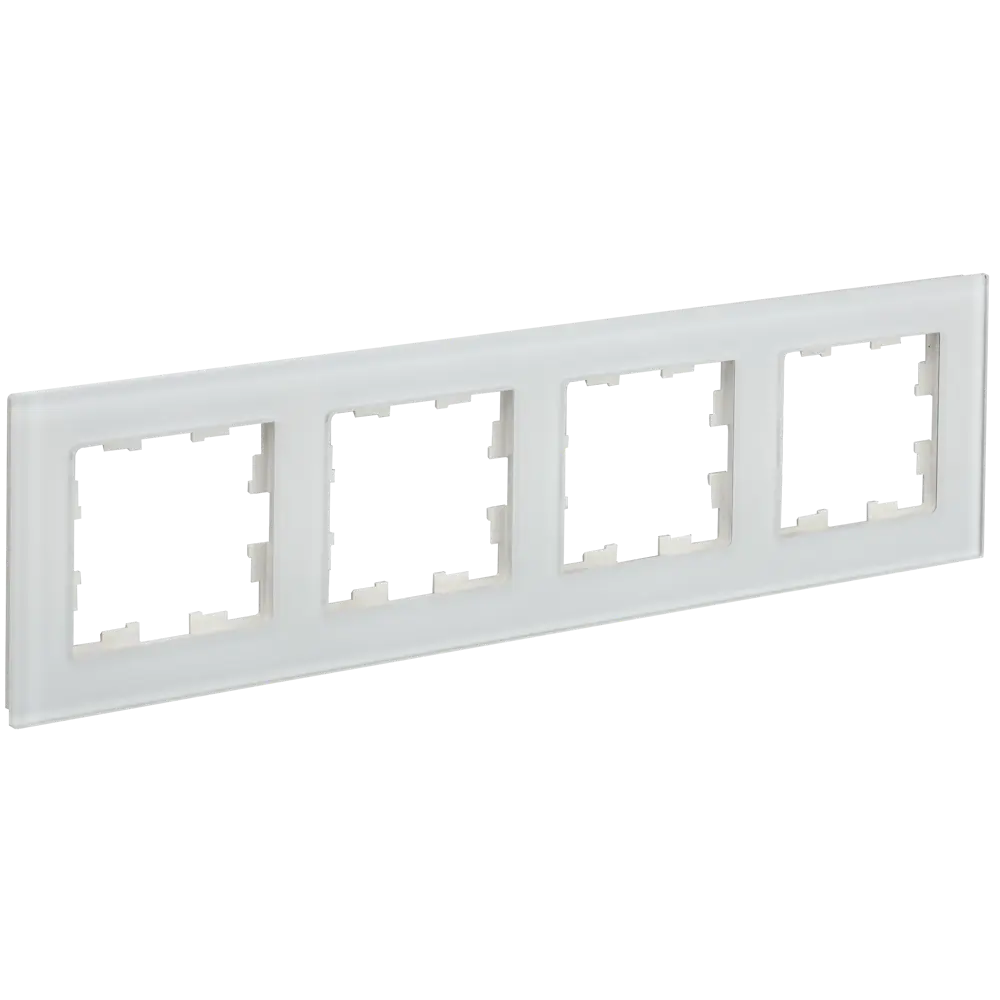 Фото 3 Рамка для розеток и выключателей Iek Brite 4 поста стекло цвет белый