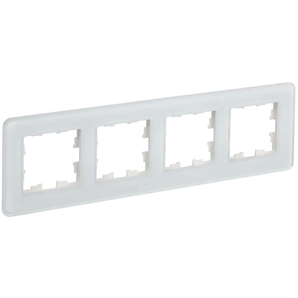 Фото 3 Рамка для розеток и выключателей Iek Brite BR-M42-G-41-K01 4 поста стекло цвет белый