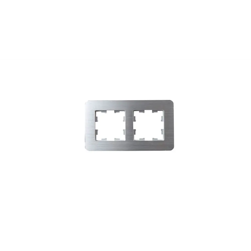 Фото 5 Рамка для розеток и выключателей Iek Brite BR-M22-M-21-K47 2 поста металл цвет алюминий Фото 5 Рамка для розеток и выключателей Iek Brite BR-M22-M-21-K47 2 поста металл цвет алюминий