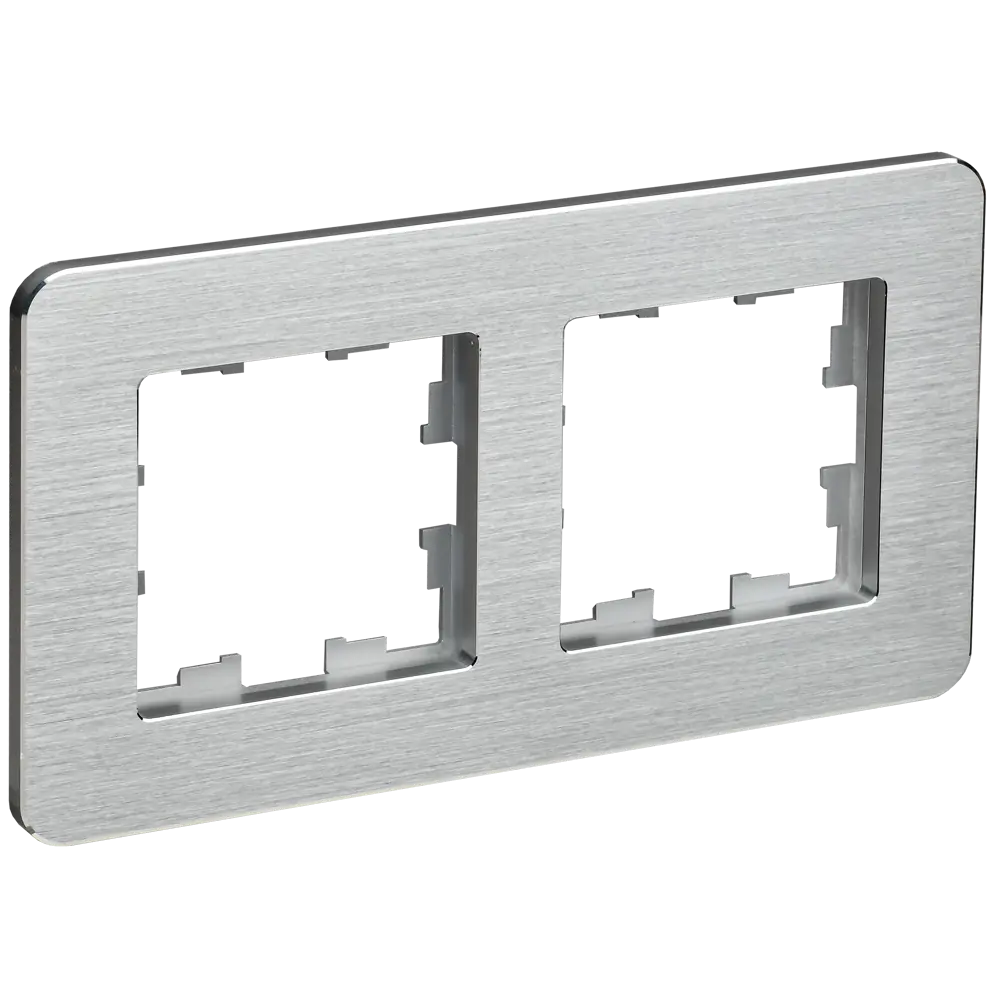 Фото 3 Рамка для розеток и выключателей Iek Brite BR-M22-M-21-K47 2 поста металл цвет алюминий Фото 3 Рамка для розеток и выключателей Iek Brite BR-M22-M-21-K47 2 поста металл цвет алюминий