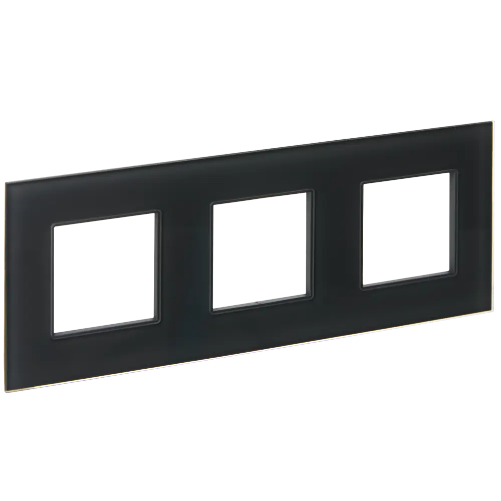 Фото 2 Рамка для розеток и выключателей Iek Skandy SK-F23G 3 поста стекло цвет графит