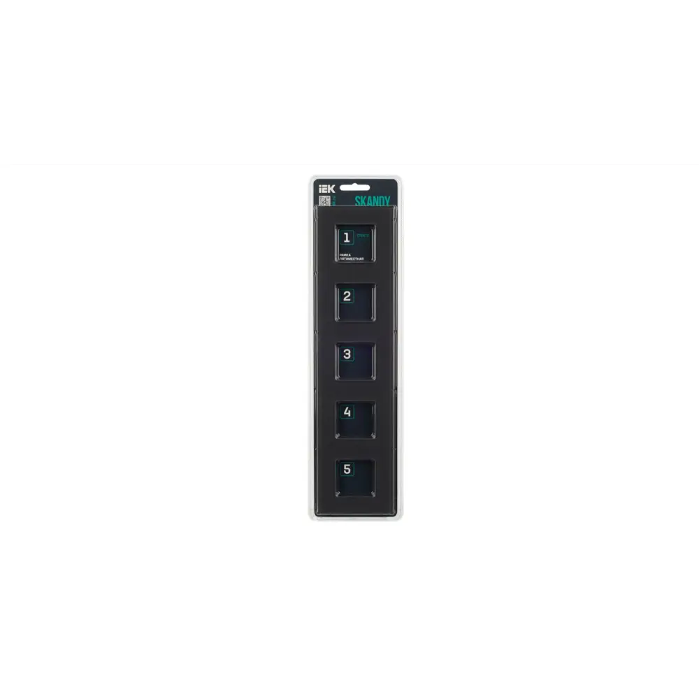 Фото 3 Рамка для розеток и выключателей Iek Skandy SK-F25G 5 постов стекло цвет графит