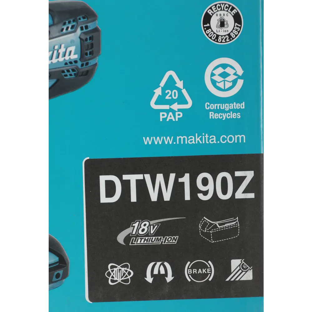 Фото 4 Гайковерт аккумуляторный Makita DTW190Z, 18 В Li-Ion 190 Нм, без АКБ и ЗУ Фото 4 Гайковерт аккумуляторный Makita DTW190Z, 18 В Li-Ion 190 Нм, без АКБ и ЗУ