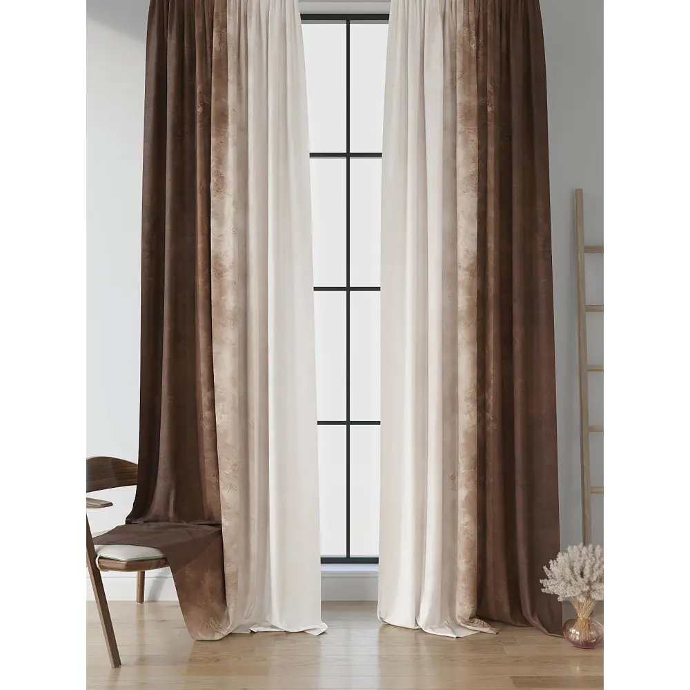 Фото 2 Комплект штор на шторной ленте Comfy Way Рилонет 150x250 см цвет бежевый Фото 2 Комплект штор на шторной ленте Comfy Way Рилонет 150x250 см цвет бежевый