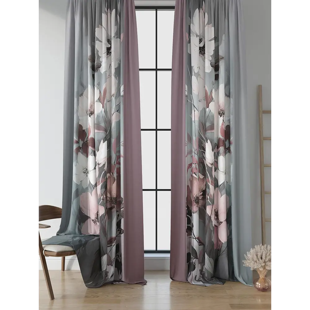 Фото 2 Комплект штор на шторной ленте Comfy Way Мановир 150x250 см цвет серый Фото 2 Комплект штор на шторной ленте Comfy Way Мановир 150x250 см цвет серый