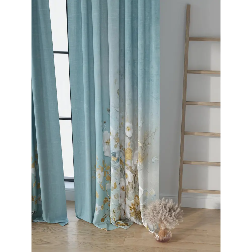 Фото 4 Комплект штор на шторной ленте Comfy Way Рилиофер 150x250 см цвет голубой Фото 4 Комплект штор на шторной ленте Comfy Way Рилиофер 150x250 см цвет голубой