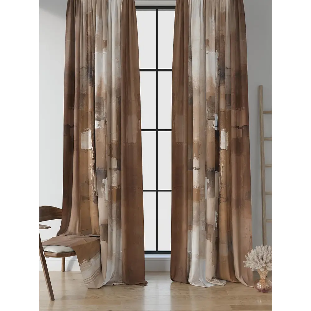 Фото Комплект штор на шторной ленте Comfy Way Манвиранс 150x250 см цвет коричневый Фото Комплект штор на шторной ленте Comfy Way Манвиранс 150x250 см цвет коричневый
