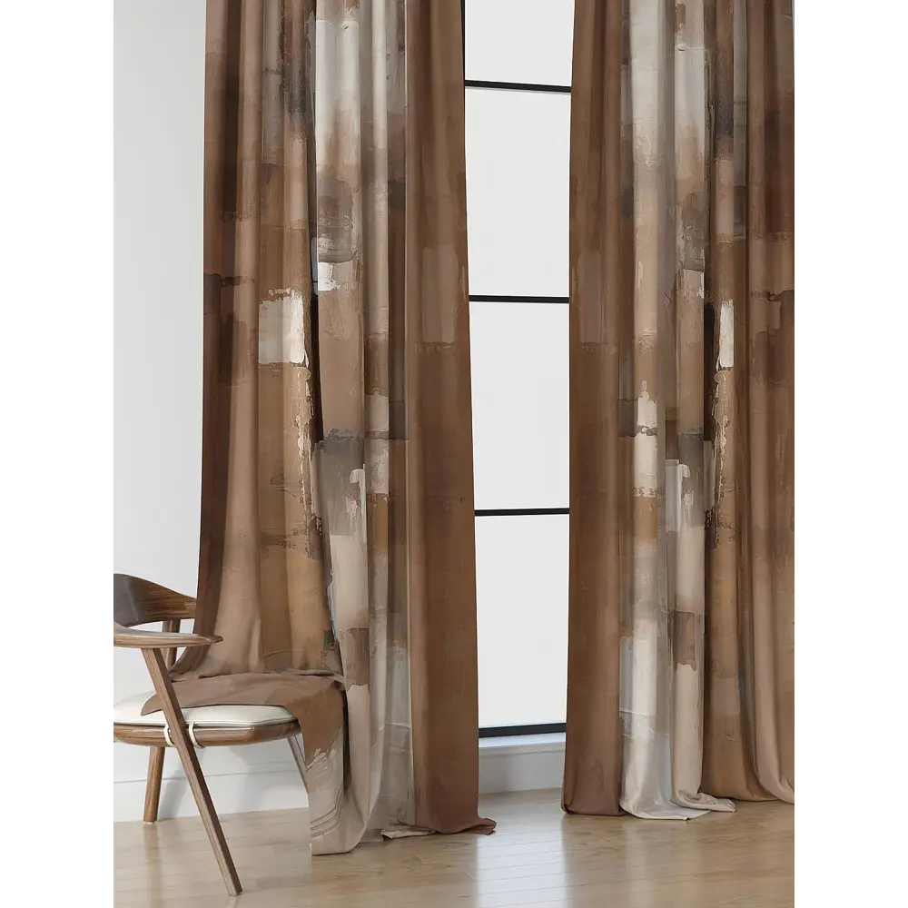 Фото 4 Комплект штор на шторной ленте Comfy Way Манвиранс 150x250 см цвет коричневый Фото 4 Комплект штор на шторной ленте Comfy Way Манвиранс 150x250 см цвет коричневый