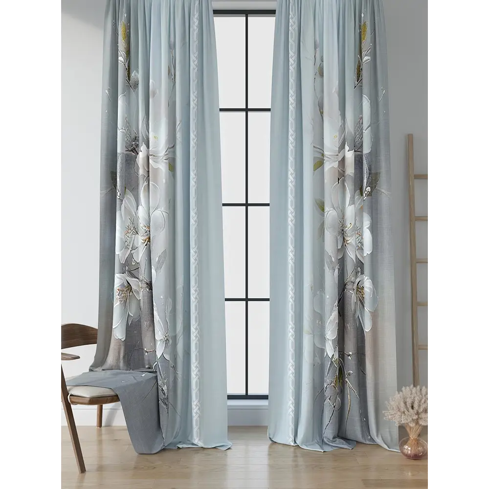 Фото 2 Комплект штор на шторной ленте Comfy Way Руфикс 150x250 см цвет голубой Фото 2 Комплект штор на шторной ленте Comfy Way Руфикс 150x250 см цвет голубой