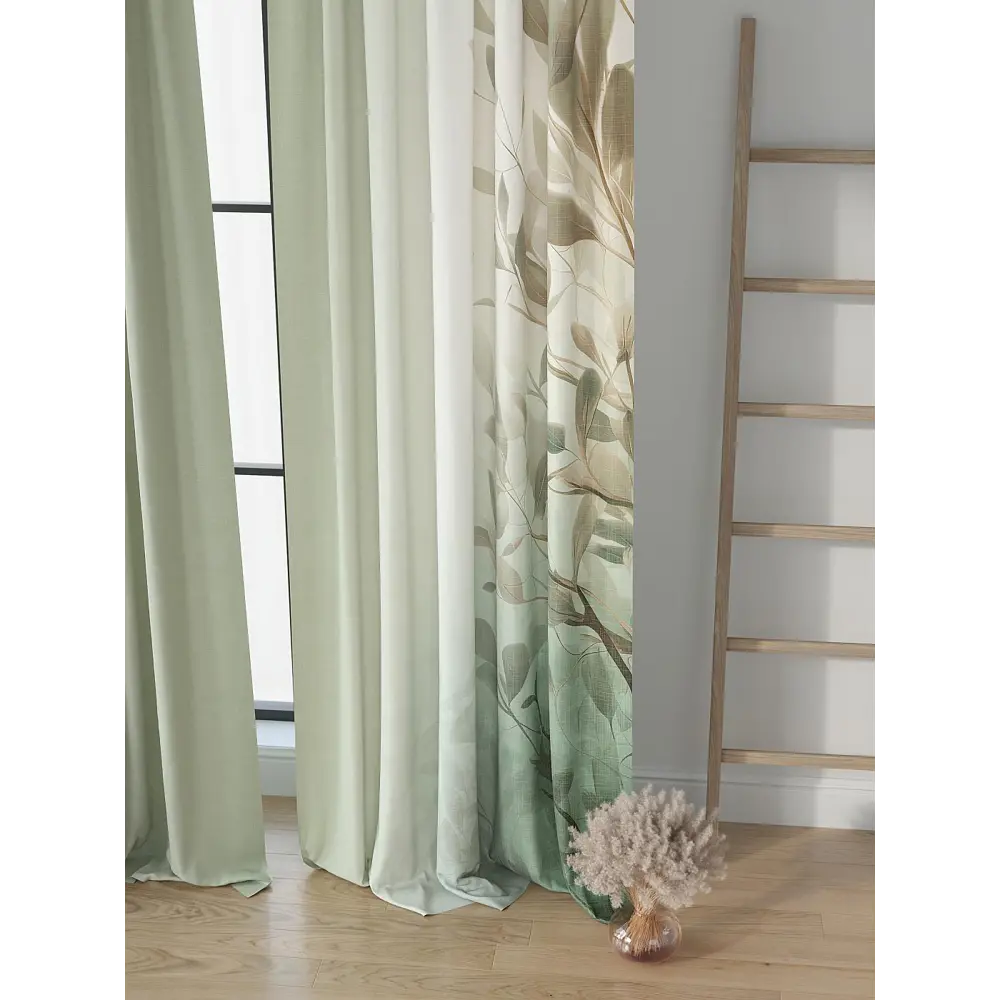 Фото 4 Комплект штор на шторной ленте Comfy Way Фламброкс 150x250 см цвет зеленый Фото 4 Комплект штор на шторной ленте Comfy Way Фламброкс 150x250 см цвет зеленый