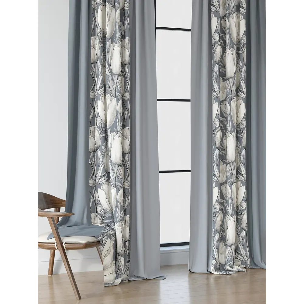 Фото 4 Комплект штор на шторной ленте Comfy Way Мернирс 150x250 см цвет светло-серый Фото 4 Комплект штор на шторной ленте Comfy Way Мернирс 150x250 см цвет светло-серый