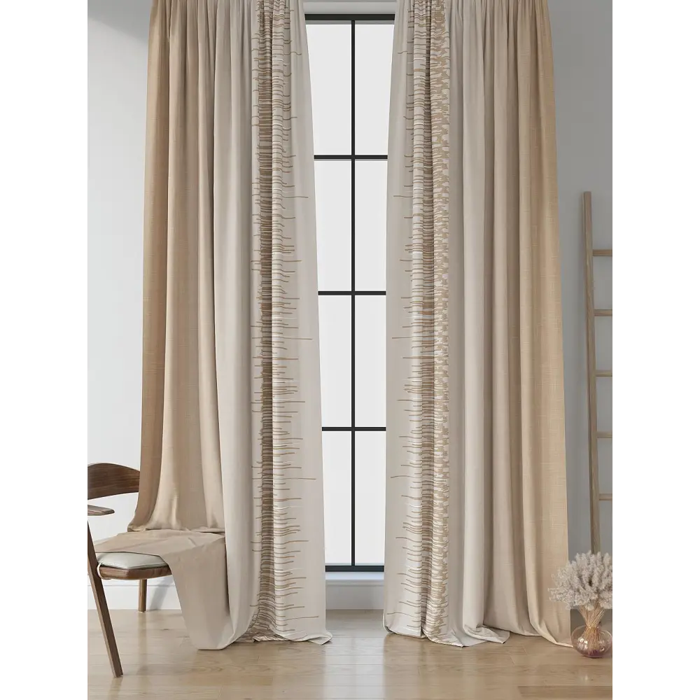 Фото Комплект штор на шторной ленте Comfy Way Лименирит 150x250 см цвет бежевый Фото Комплект штор на шторной ленте Comfy Way Лименирит 150x250 см цвет бежевый