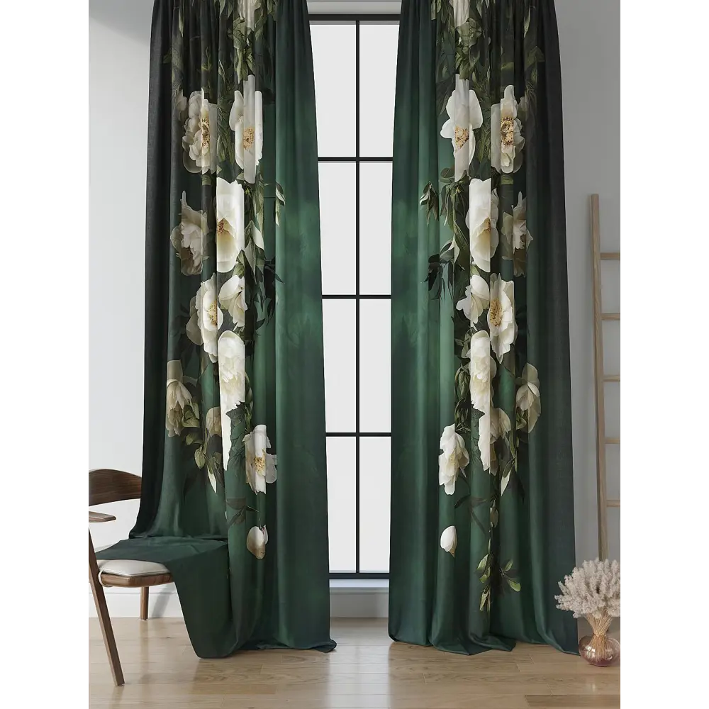 Фото 2 Комплект штор на шторной ленте Comfy Way Реневорис 150x250 см цвет зеленый Фото 2 Комплект штор на шторной ленте Comfy Way Реневорис 150x250 см цвет зеленый