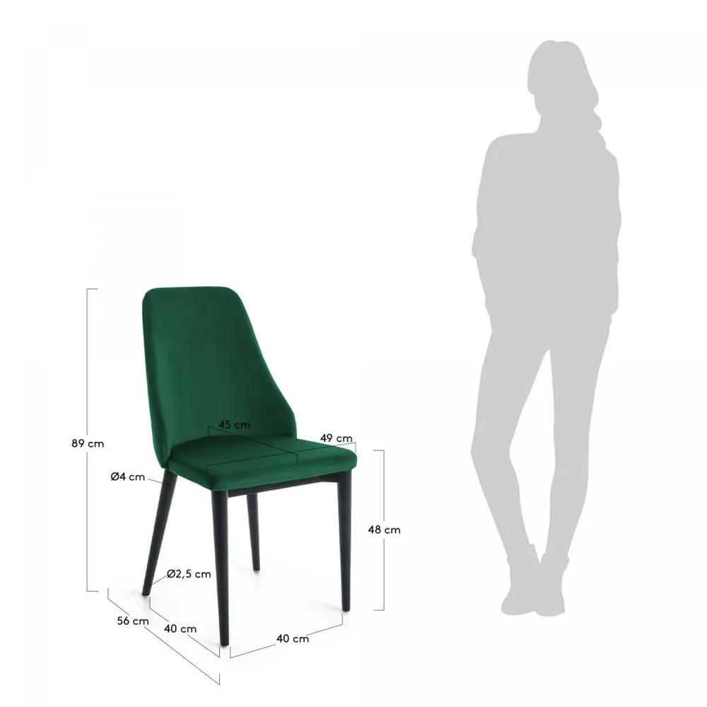 Фото 5 Стул La forma Roxie 45x89x49 см велюр цвет зеленый Фото 5 Стул La forma Roxie 45x89x49 см велюр цвет зеленый