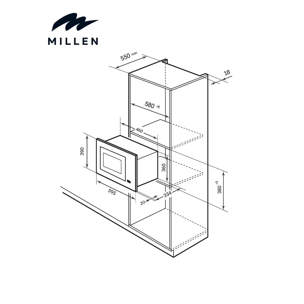 Фото 7 Микроволновая печь встраиваемая MILLEN MBW 381 BL черный объем 20л тройное стекло гриль 4 уровня мощности 8 автопрограмм Фото 7 Микроволновая печь встраиваемая MILLEN MBW 381 BL черный объем 20л тройное стекло гриль 4 уровня мощности 8 автопрограмм