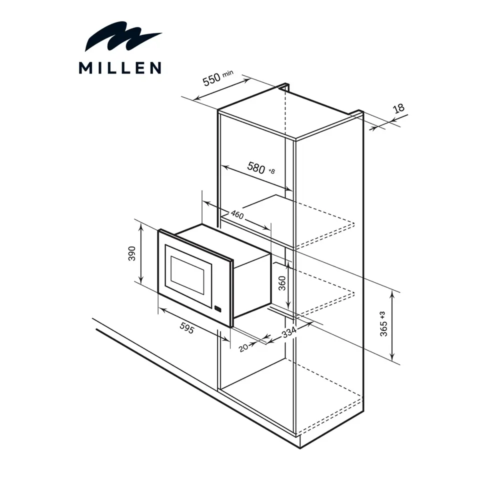 Фото 7 Микроволновая печь встраиваемая MILLEN MBW 381 IX черный-серый объем 20л тройное стекло гриль 4 уровня мощности 8 автопрограмм Фото 7 Микроволновая печь встраиваемая MILLEN MBW 381 IX черный-серый объем 20л тройное стекло гриль 4 уровня мощности 8 автопрограмм
