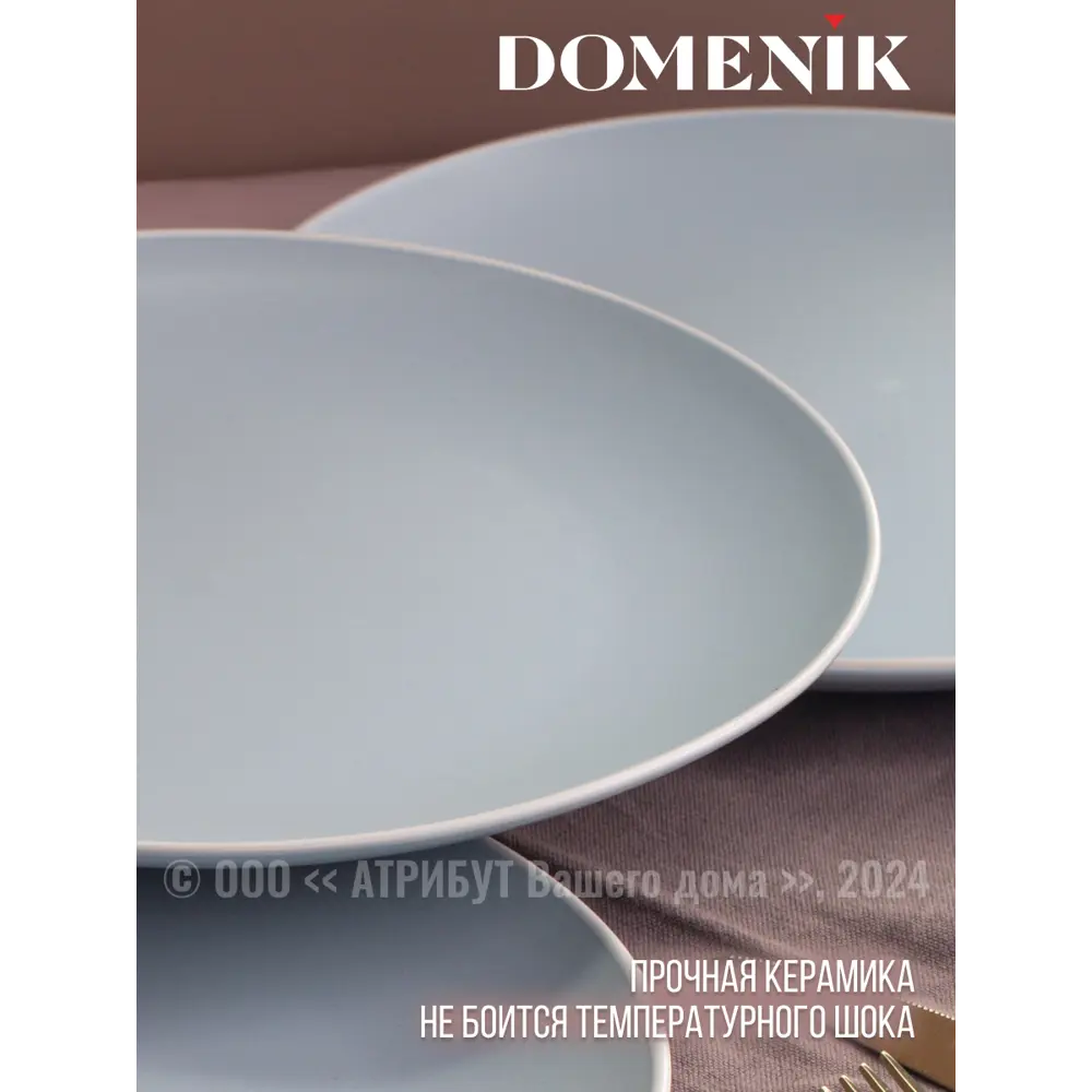 Фото 3 Тарелка 25 см Domenik DMD141-4ECOM Керамика цвет голубой Фото 3 Тарелка 25 см Domenik DMD141-4ECOM Керамика цвет голубой