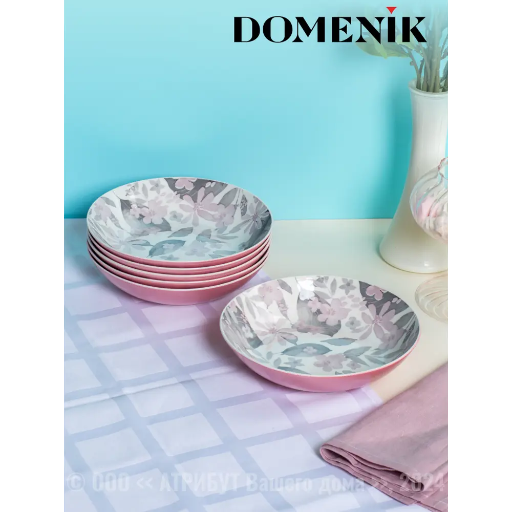 Фото 6 Тарелка 25 см Domenik DMD247-4ECOM Фарфор цвет розовый Фото 6 Тарелка 25 см Domenik DMD247-4ECOM Фарфор цвет розовый
