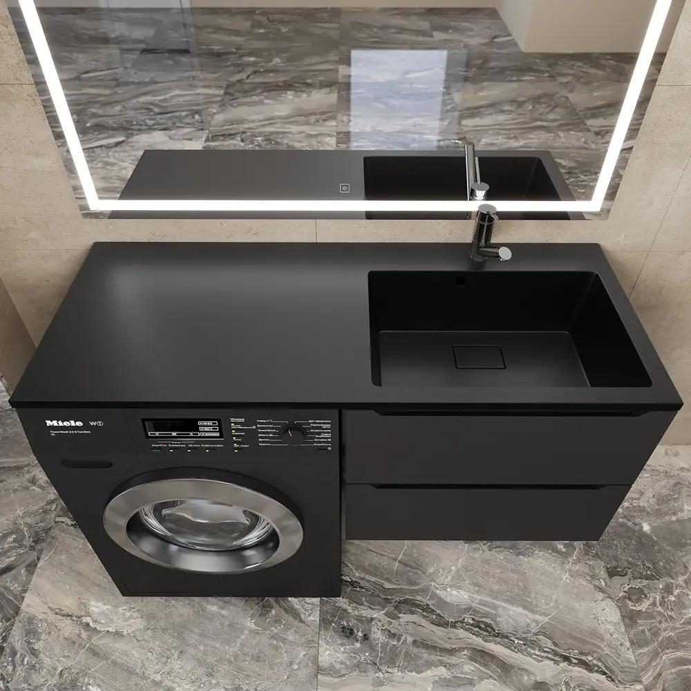 Фото 4 Раковина Uperwood Cosmos прямоугольная 120 см правая цвет уголь Фото 4 Раковина Uperwood Cosmos прямоугольная 120 см правая цвет уголь
