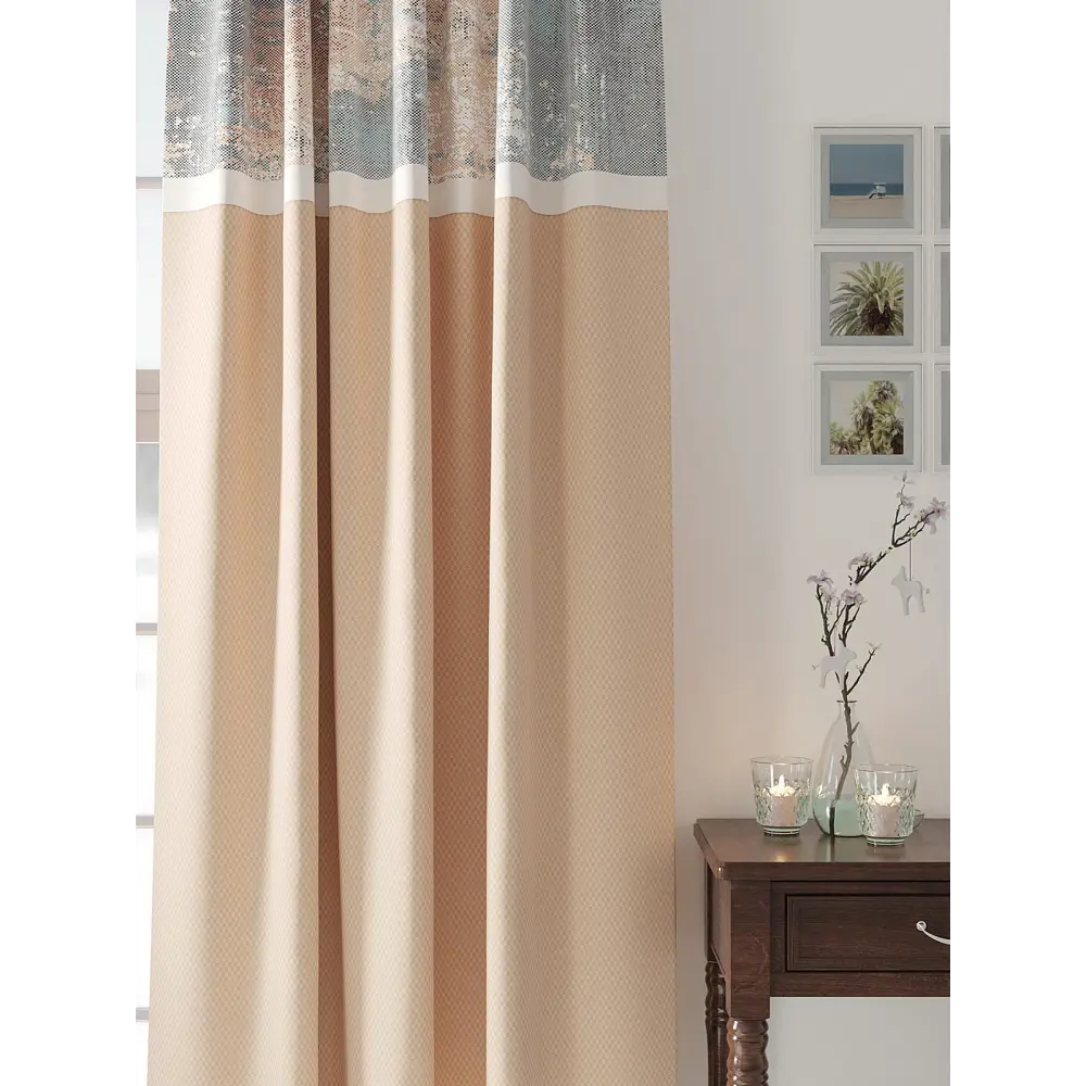 Фото 3 Комплект штор на шторной ленте AT Home Дервиарс 150x250 см цвет бежевый Фото 3 Комплект штор на шторной ленте AT Home Дервиарс 150x250 см цвет бежевый