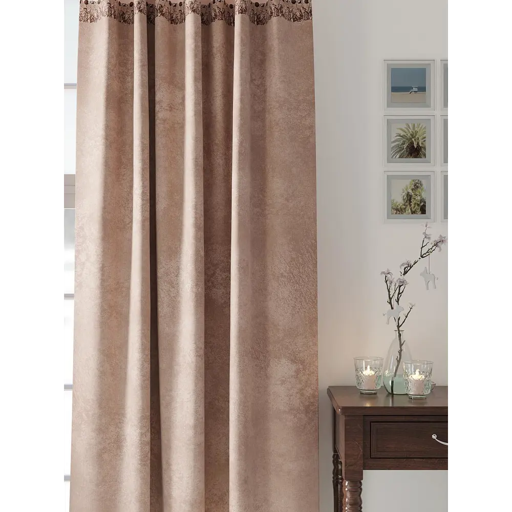 Фото 3 Комплект штор на шторной ленте AT Home Лироникс 150x250 см цвет коричневый Фото 3 Комплект штор на шторной ленте AT Home Лироникс 150x250 см цвет коричневый