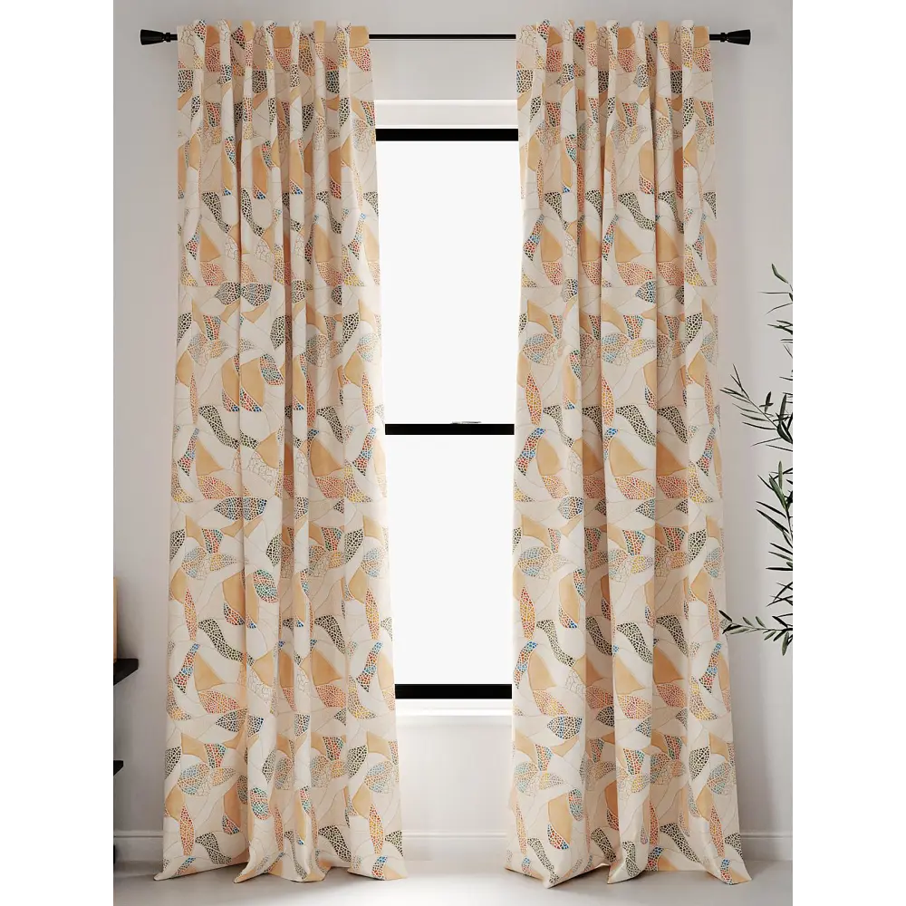 Фото 2 Комплект штор на шторной ленте AT Home Лирафис 150x250 см цвет бежевый Фото 2 Комплект штор на шторной ленте AT Home Лирафис 150x250 см цвет бежевый