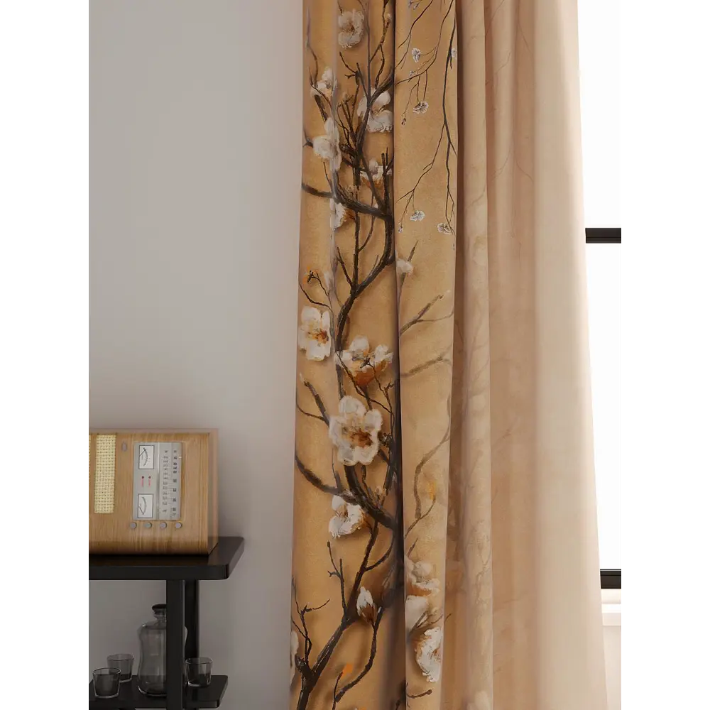 Фото 3 Комплект штор на шторной ленте AT Home Рисанвирс 150x250 см цвет бежевый Фото 3 Комплект штор на шторной ленте AT Home Рисанвирс 150x250 см цвет бежевый
