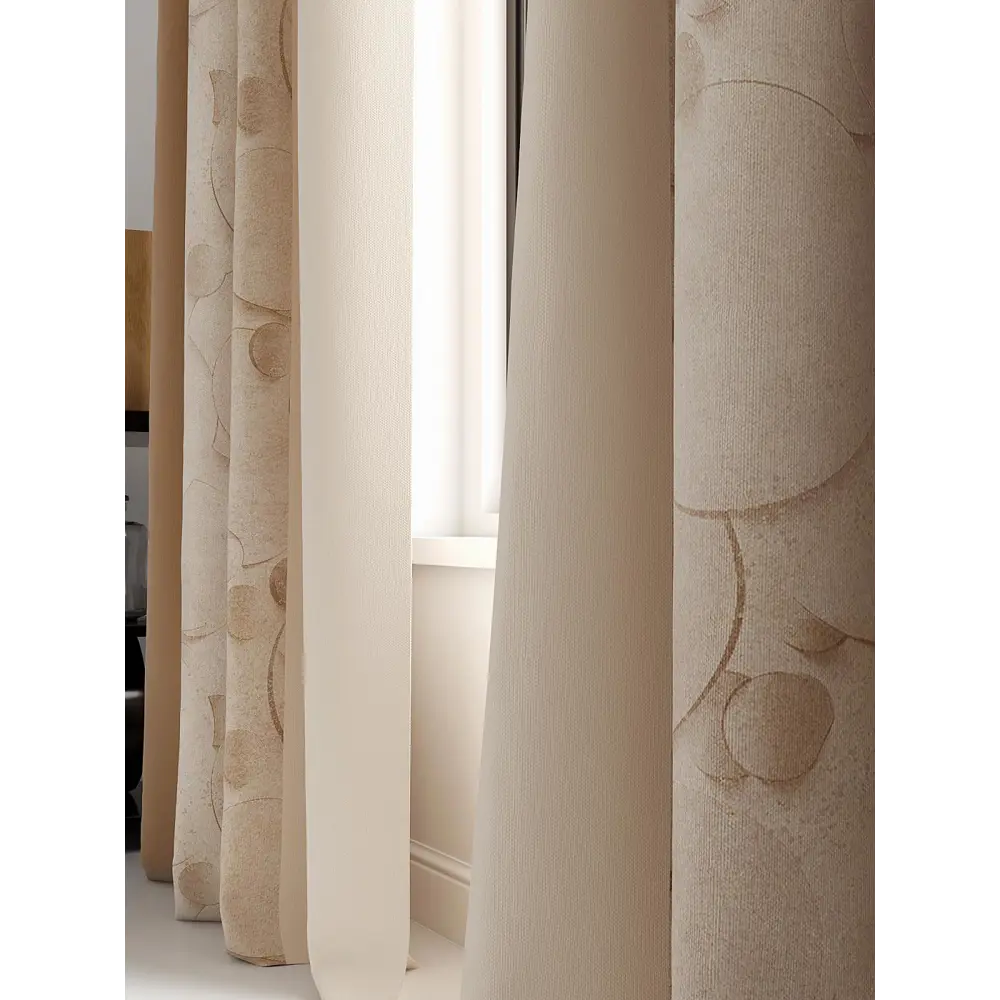 Фото 4 Комплект штор на шторной ленте AT Home Фонрилас 150x250 см цвет бежевый Фото 4 Комплект штор на шторной ленте AT Home Фонрилас 150x250 см цвет бежевый