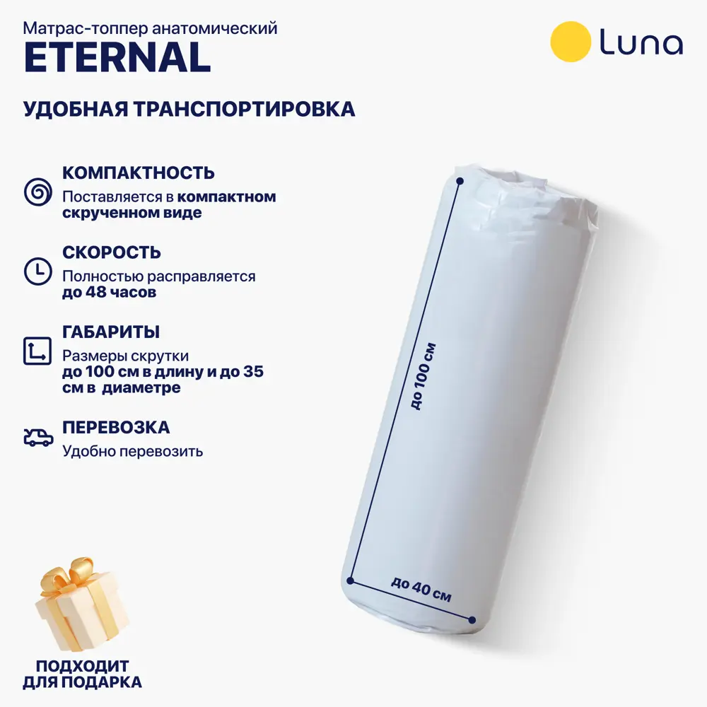 Фото 7 Топпер Luna Eternal 4640216428456 90x200x6 см беспружинный 1-спальный Фото 7 Топпер Luna Eternal 4640216428456 90x200x6 см беспружинный 1-спальный