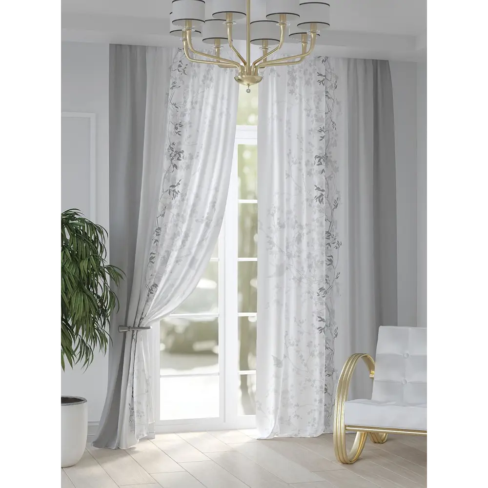 Фото 7 Комплект штор на шторной ленте AT Home Фенмерис 150x250 см цвет белый Фото 7 Комплект штор на шторной ленте AT Home Фенмерис 150x250 см цвет белый